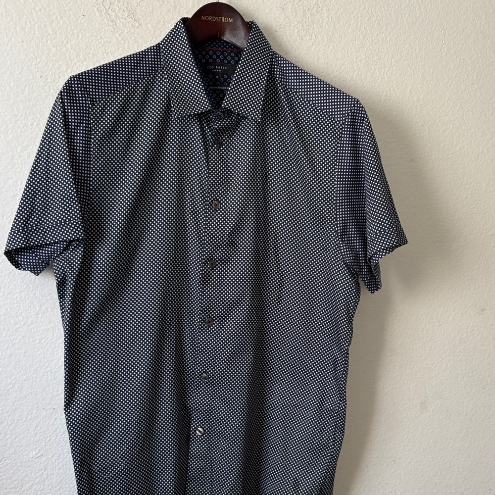 Ted Baker London Men's Navy and White Button Down Shirt